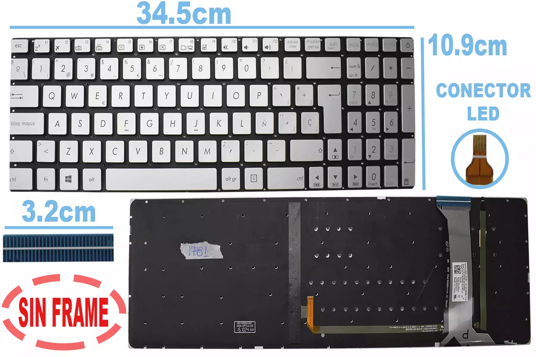 N551 TECLADO ASUS N551 N551J PLATA SIN FRAME CON BACKLIGTH SP | IDKMANAGER ...